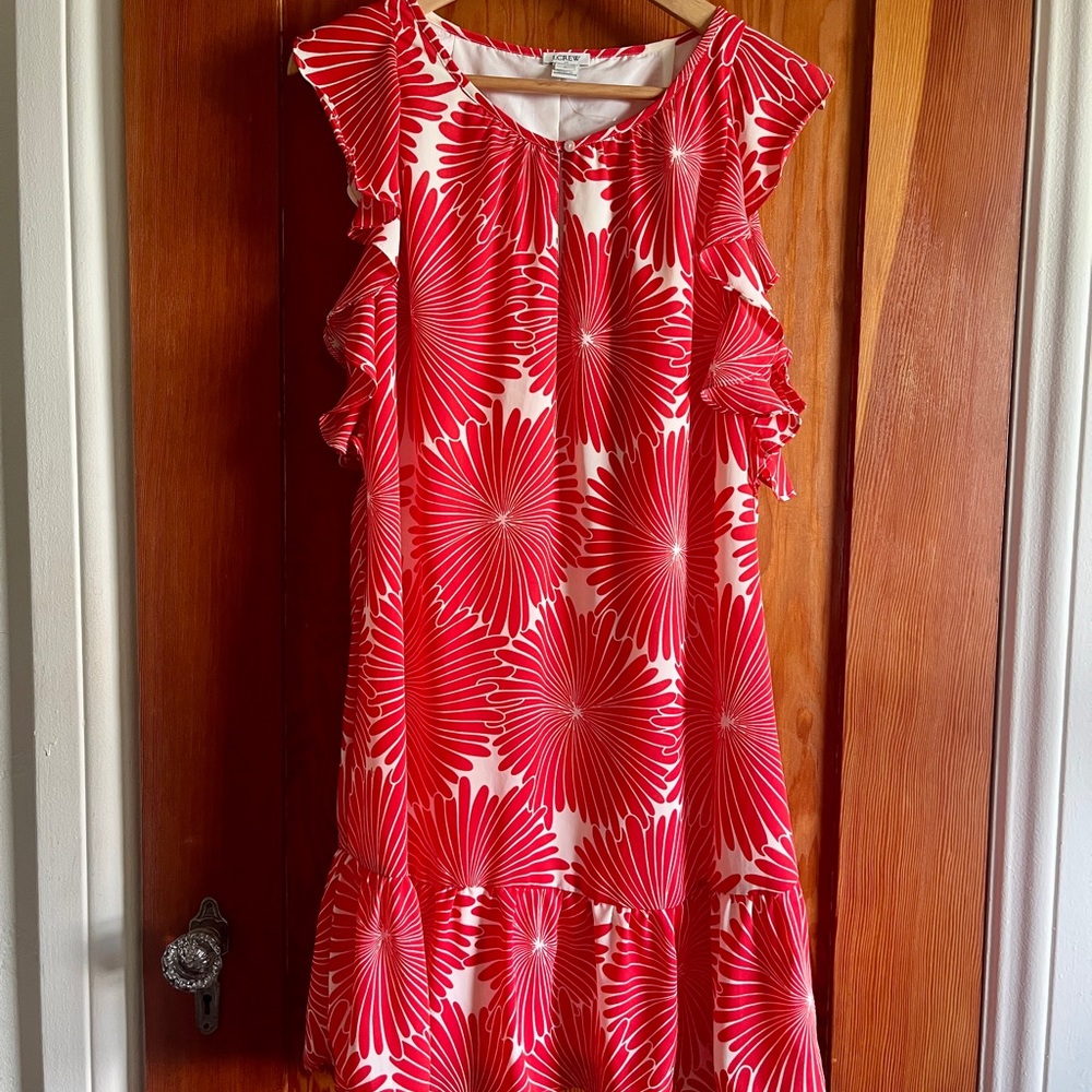 J. Crew Vibrant Red Floral Midi Dress